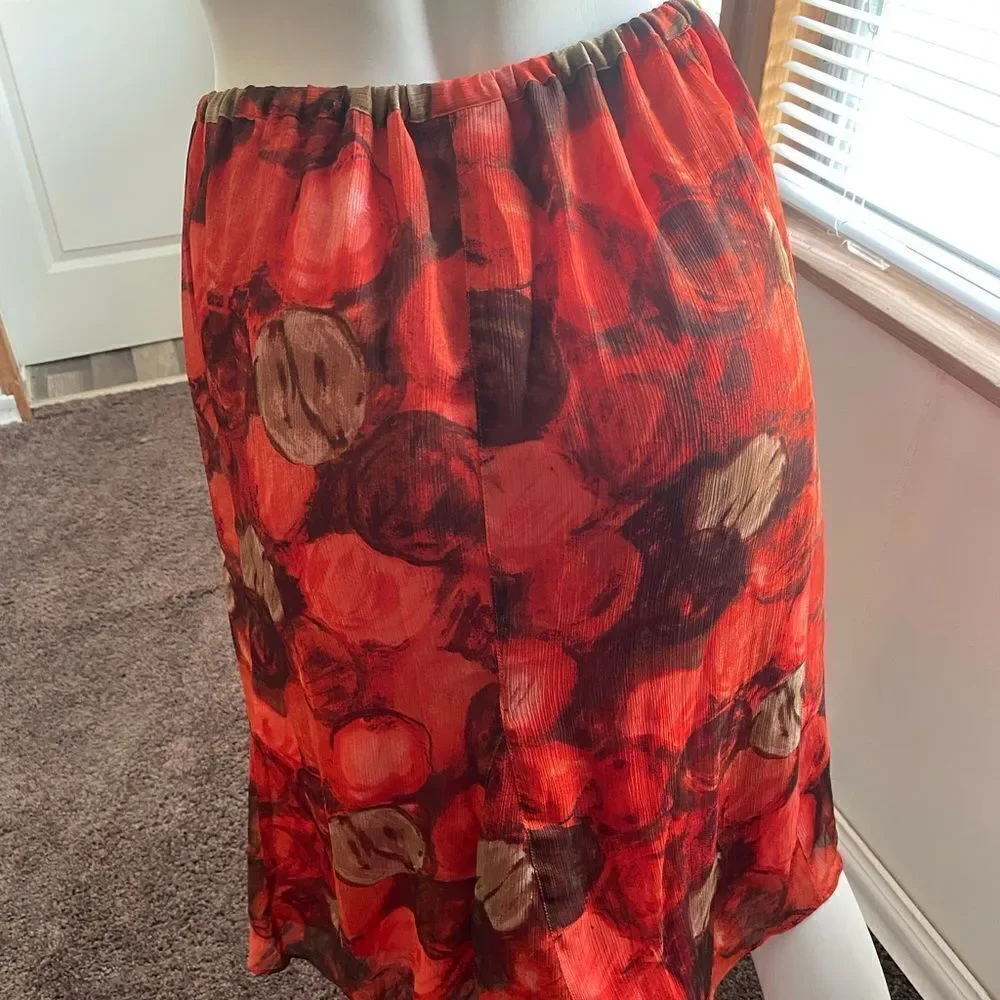 Lane Bryant Orange/Red/Brown Floral flare skirt, size 18/20